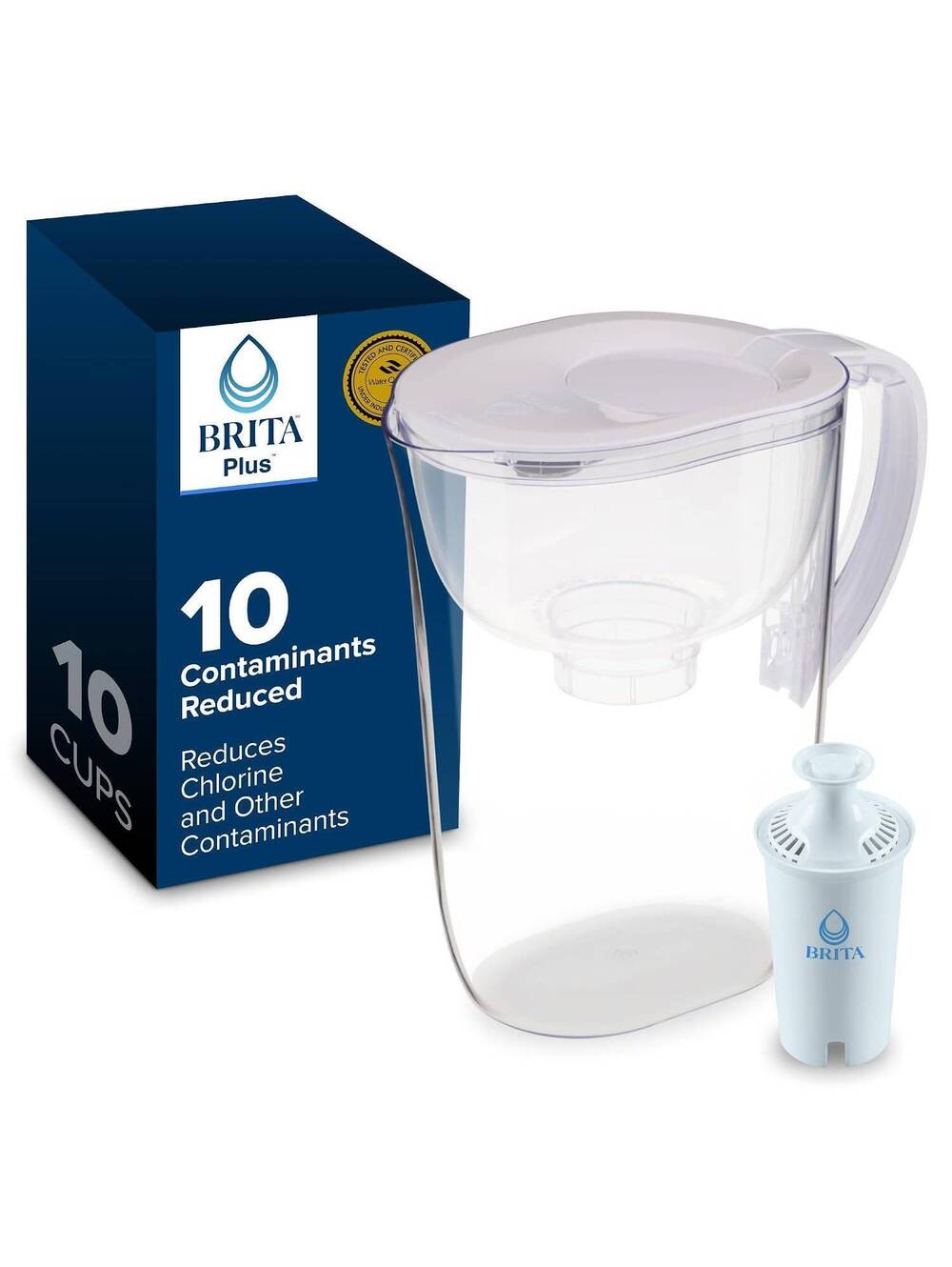 BritaPlus Everyday 10 Cup Water Filter Pitcher Clear